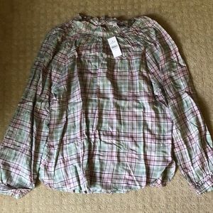 Plaid high neck Loft blouse - BNWT